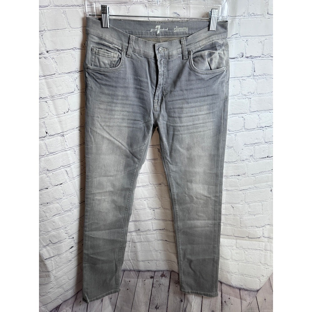 7 For All Mankind Slimmy Jeans Gray Denim Slim Fit Modern Mens Size
